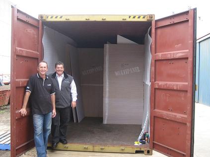 CEO Tony Russo with Production Manager Peter Bell in front of the 40ft Container headed for Dubai.