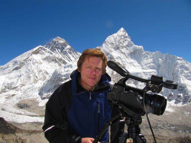 Production Hut Director Damian Kent filming Mt Everest, Nepal